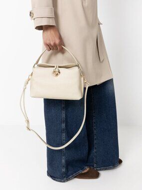 $450 Flattered Hanna Mini Bag Grained Leather in Creme
